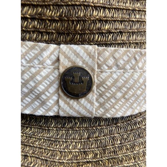 Goorin Bros Low Straw Porkpie Hat Floppy Round Top Woven Striped Button Detail S main image 4